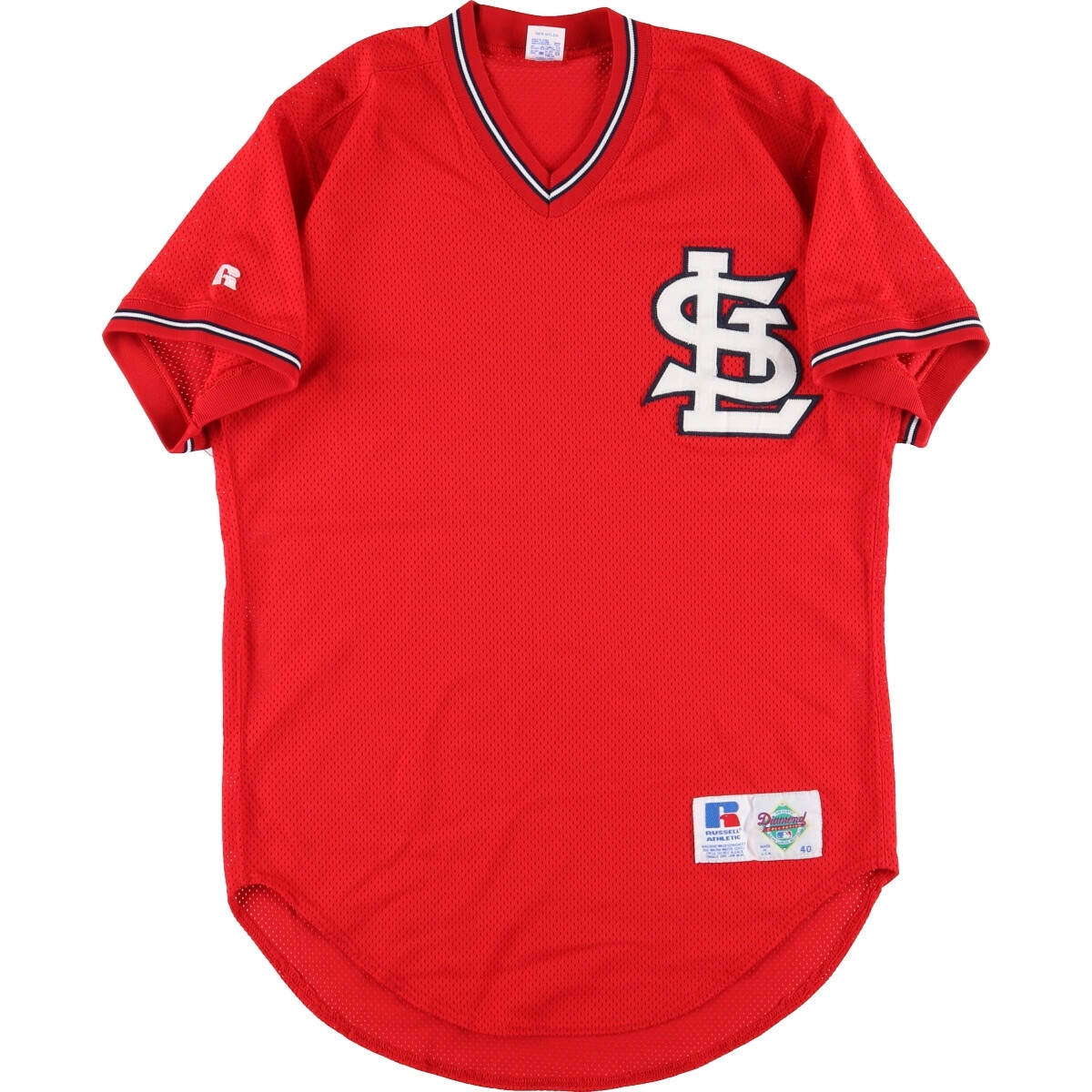 古着 90年代 ラッセル MLB ST LOUIS CARDINALS セントルイスカージナルス ゲームシャツ ベースボールシャツ USA製 メンズM /eaa351614