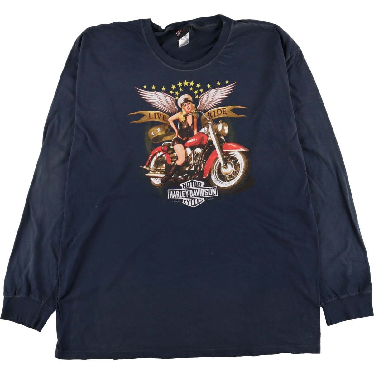 古着 ハーレーダビッドソン Harley-Davidson ピンナップガール 両面プリント ロングTシャツ ロンT メンズXL /eaa352011_画像1