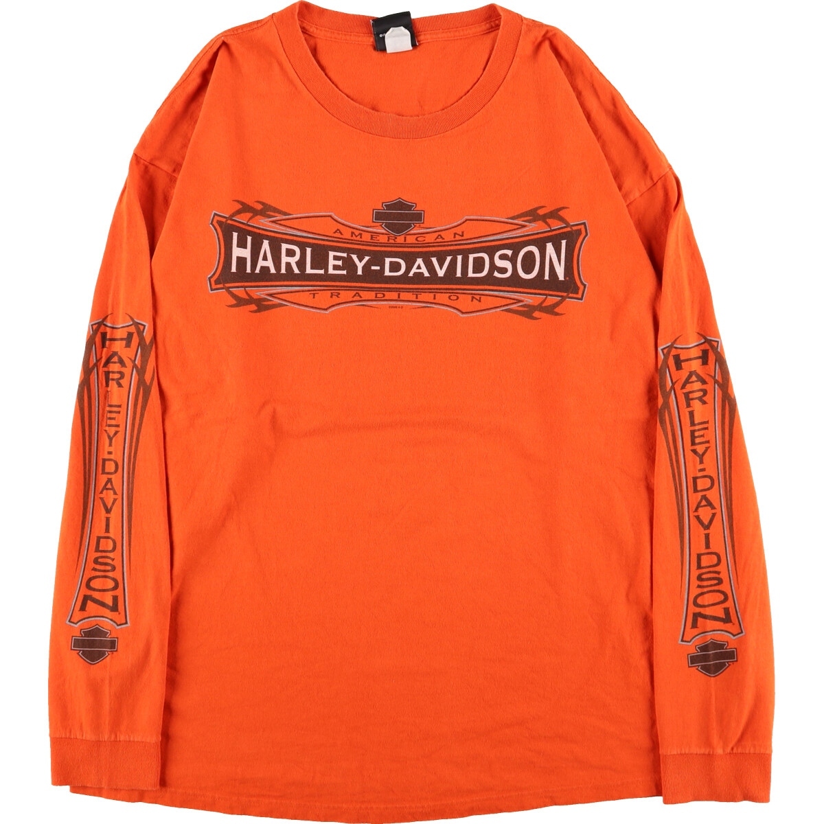 古着 ハーレーダビッドソン Harley-Davidson 袖プリント 両面プリント ロングTシャツ ロンT USA製 メンズXXL /eaa355309