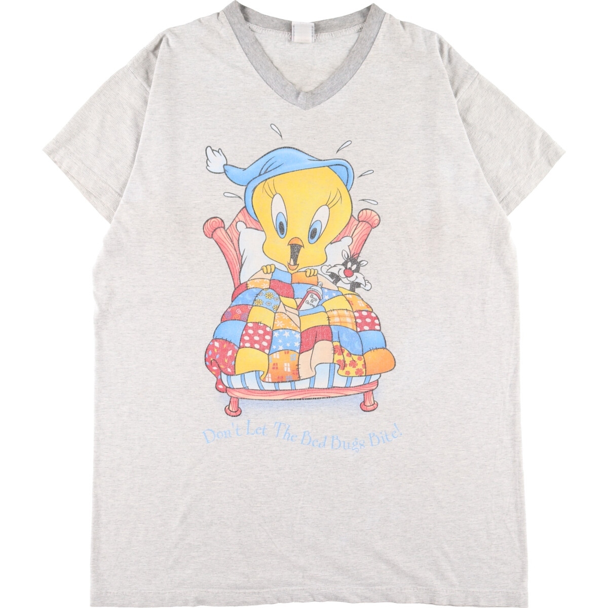 古着 LOONEY TUNES ルーニーテューンズ TWEETY トゥイーティー Vネック キャラクタープリントTシャツ メンズXXL ヴィンテージ /eaa355668_画像1