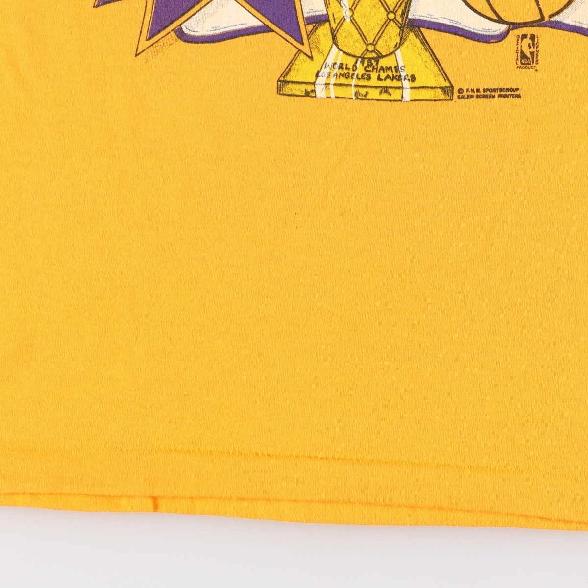 古着 80年代 スクリーンスターズ NBA LOSANGELES LAKERS ロサンゼルスレイカーズ スポーツプリントTシャツ USA製 メンズM /eaa356035_画像6