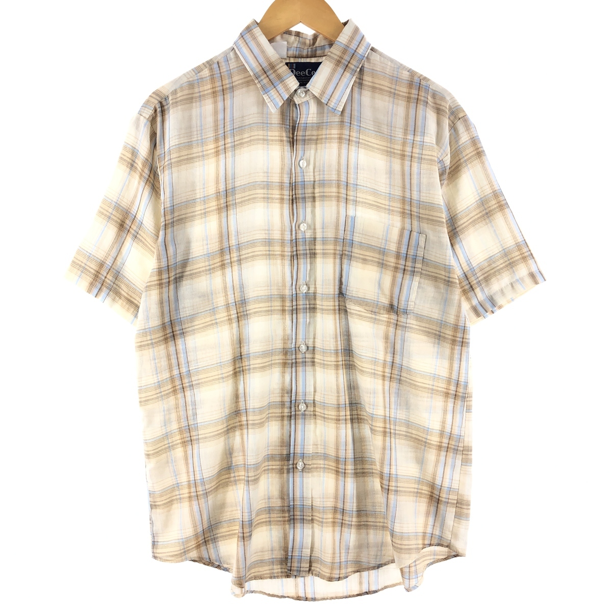 激安通販 チェックシャツ 半袖 CEE DEE ディーシー 70年代 古着 USA製 /eaa358015 ヴィンテージ メンズL Lサイズ