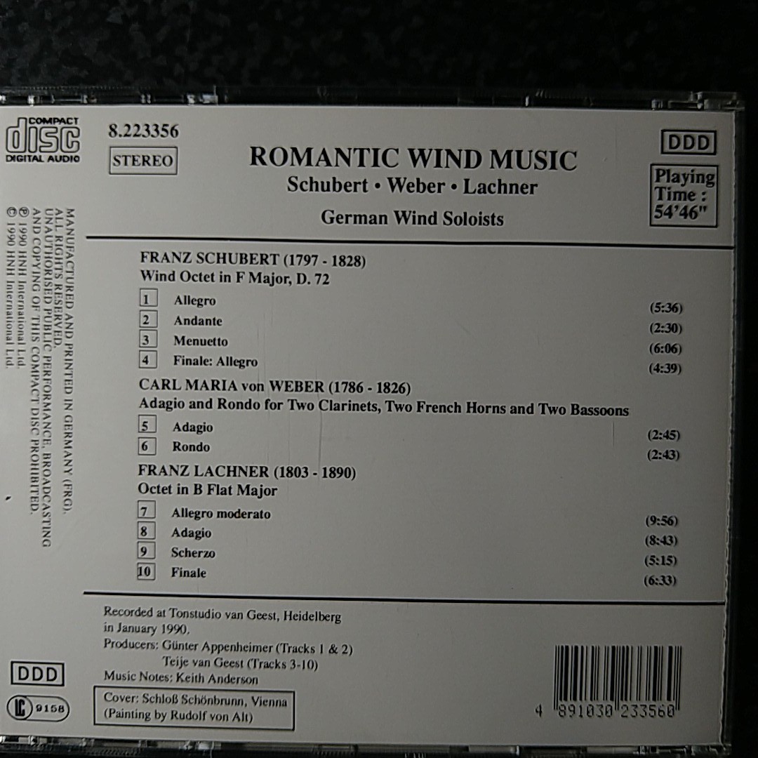 g【x80円】ロマン派の吹奏楽曲　シューベルト　ウェーバー　レヒナー　German Wind Soloists Romantic Wind music_画像2
