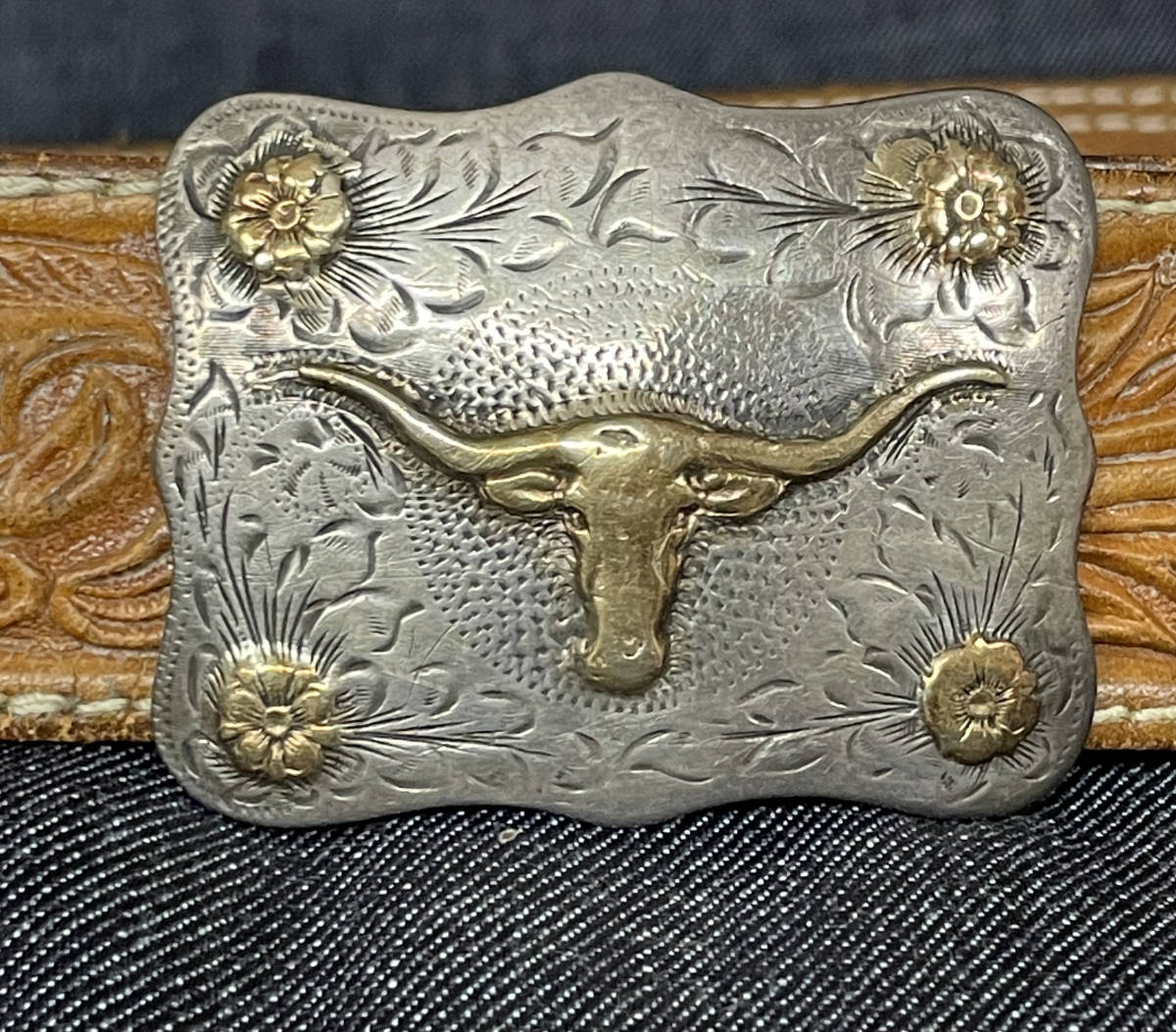 Visalia Stock Saddle Co. S.F CAL Sterling+Gold Trophy Buckle　ヴィンテージ　アンティーク　Vintage Antique _画像8