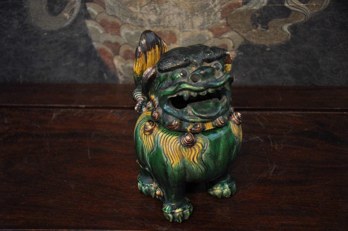 黄緑釉獅子香炉 中国美術木箱 | www.qmsbrasil.com.br