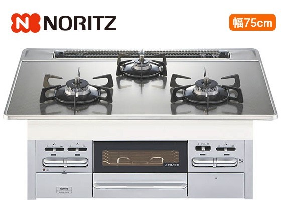 未使用品 NORITZ 2014 75cm ガラストップ ビルトインコンロ