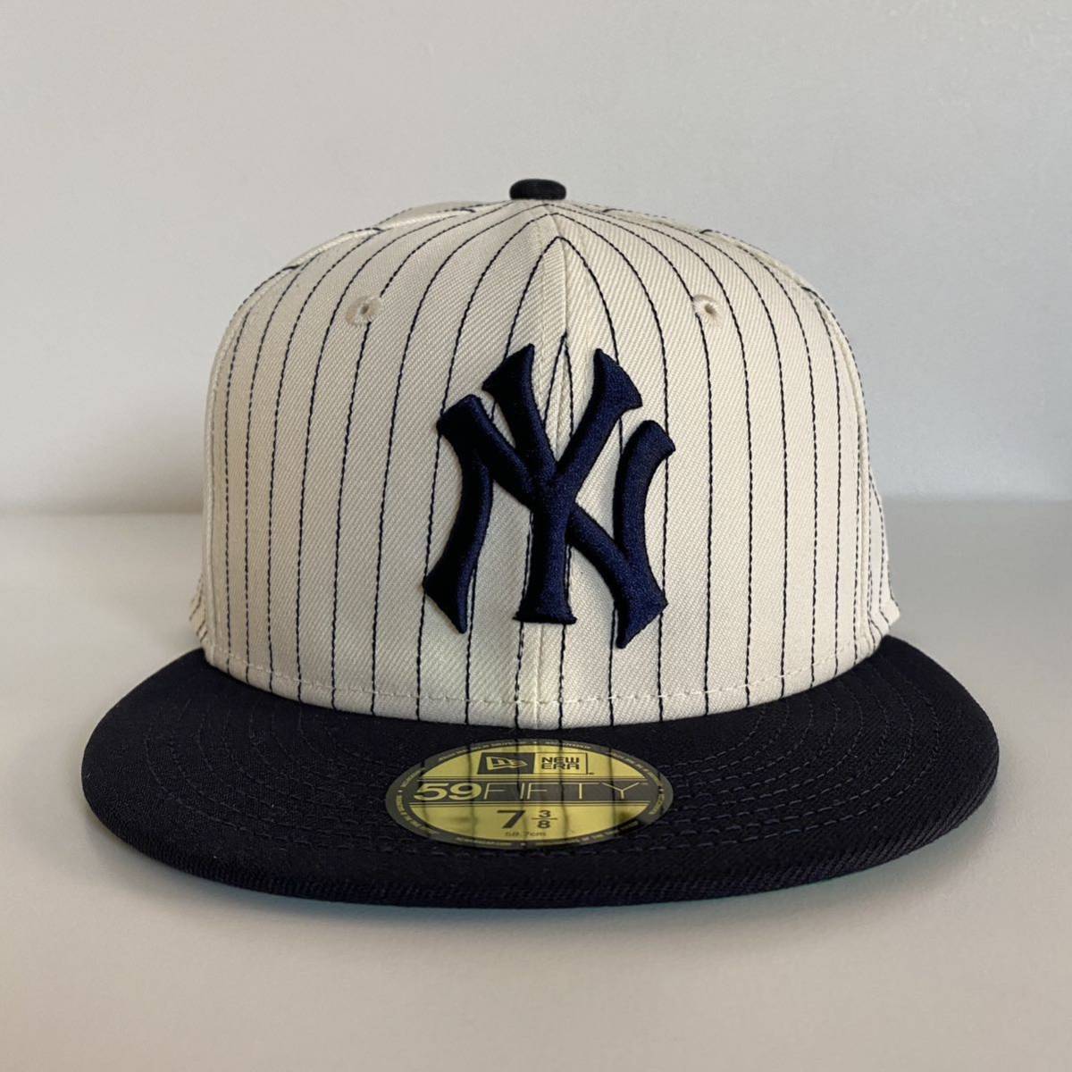 新品 New Era ツバ裏グリーン NY Yankees Retro Pinstripe Cap 7 3/8 58.7cm ニューエラ ヤンキース  ピンストライプ キャップ ネイビー