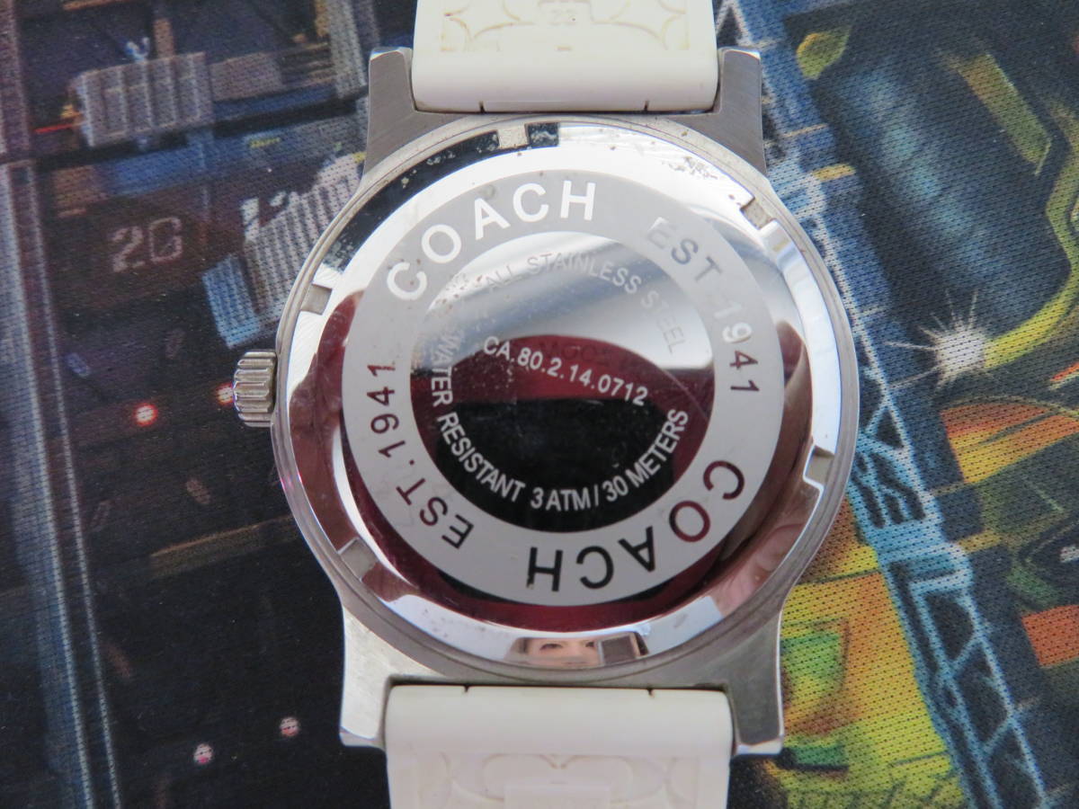 最高の coachコーチ正規品本物白シリコンベルト腕時計メンズウォッチ