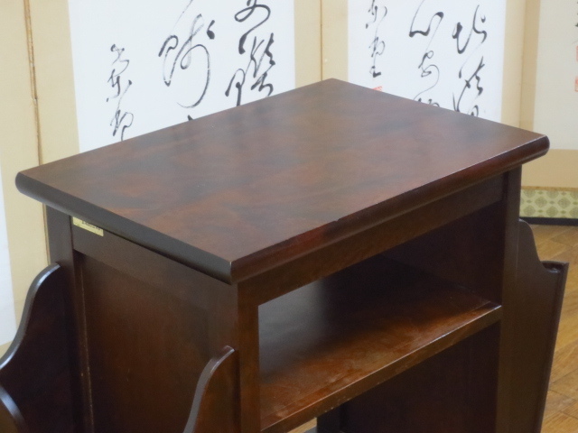 北海道民芸家具 樺 無垢材 マガジンラック付き サイドテーブル