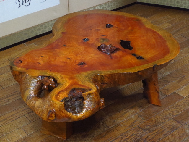 逸品天然木欅ケヤキ無垢材天板70mm 一枚板座卓/座敷机/テーブル/ロー