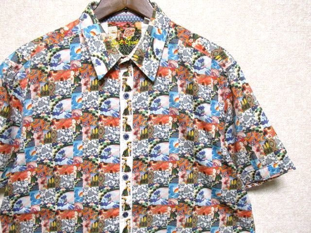 ★美品★Robert Graham ロバートグラハム 半袖 和柄 シャツ L★総柄 アロハ ハワイアン 100%コットン 夏物 トップス アメリカ古着 レア_画像3