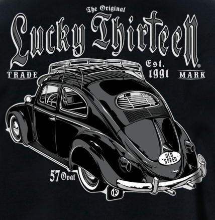 ★ラッキー13 Tシャツ LUCKY13 THE '57 BUG - L 黒 新品,正規品 VW Type1 hot rod beetle bug ワーゲン_画像2