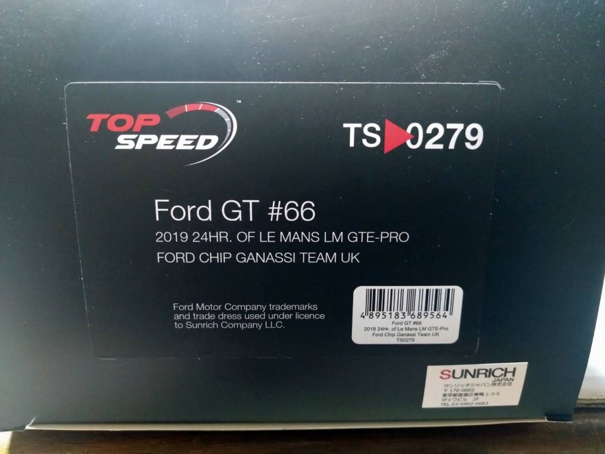 TOP SPEED 1/18 フォードチップガナッシレーシング フォードGT #66 2019 ル・マン24時間_画像1