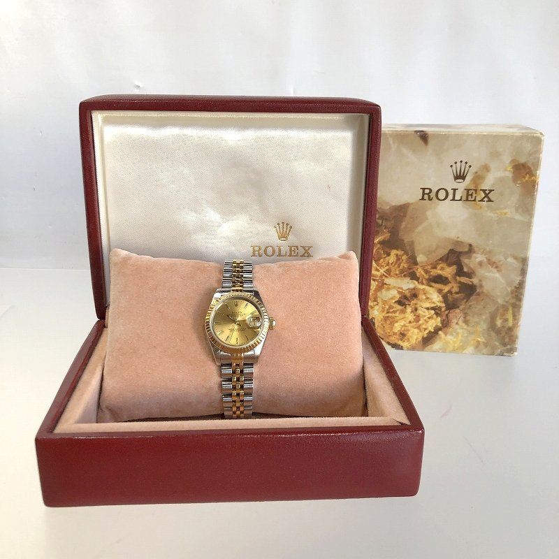 美品 ロレックス デイトジャスト 69173 自動巻き腕時計 N番 K18×SSコンビ ゴールド文字盤 デイト ジュビリーブレス レディース 質セブンの画像2