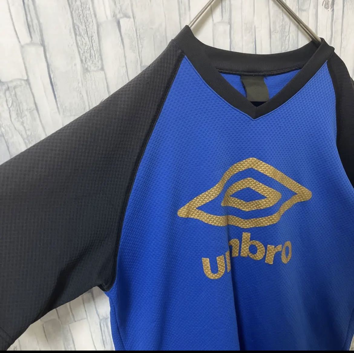 UMBRO アンブロ ラグラン Tシャツ サイズL ブルー 半袖 デカロゴ ビッグロゴ ゲームシャツ 送料無料_画像5