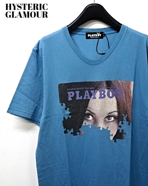 L【HYSTERIC GLAMOUR PLAYBOY Tee 1241CT09 BLUE ヒステリックグラマー プレイボーイ Tシャツ ブルー】_画像1