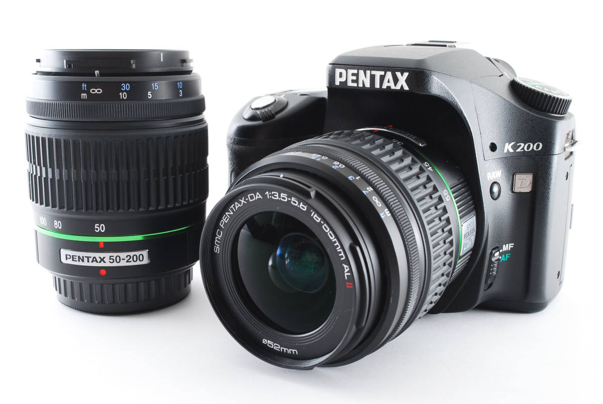 E24☆美品☆ペンタックス Pentax K200D ボディ 18-55mm 50-200mm