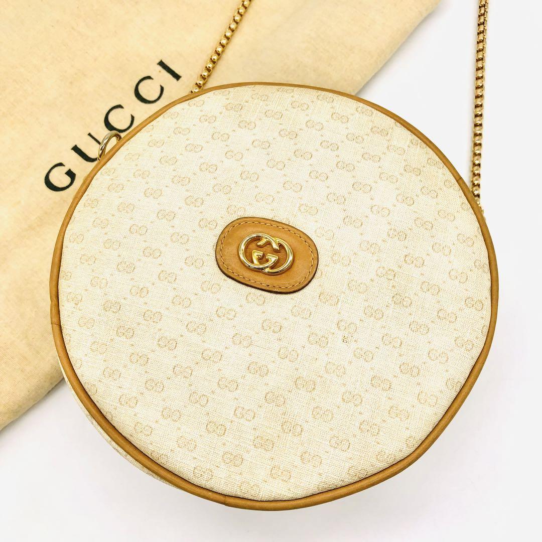 美品】GUCCI グッチ ショルダーバッグ ポーチ ポシェット 丸型 GG柄