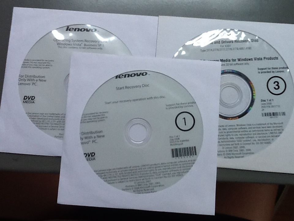 Lenovo X301 Type 2774,2776.2777... for recovery disk @ unopened 3 sheets set @ Vista SP1 32-bit Japanese edition 