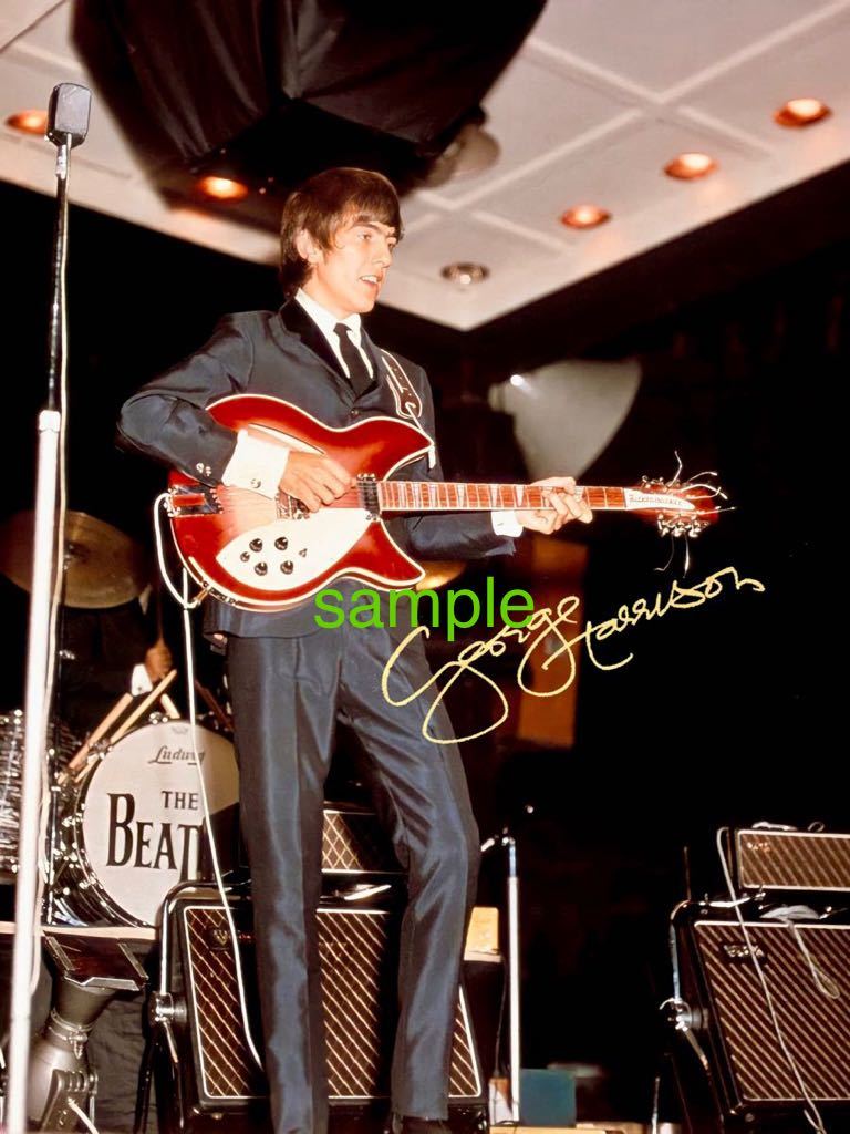 【送料無料】The Beatles ジョージ・ハリスン　高画質　サイン　フォト　写真　ポートレート　ビートルズ_画像1