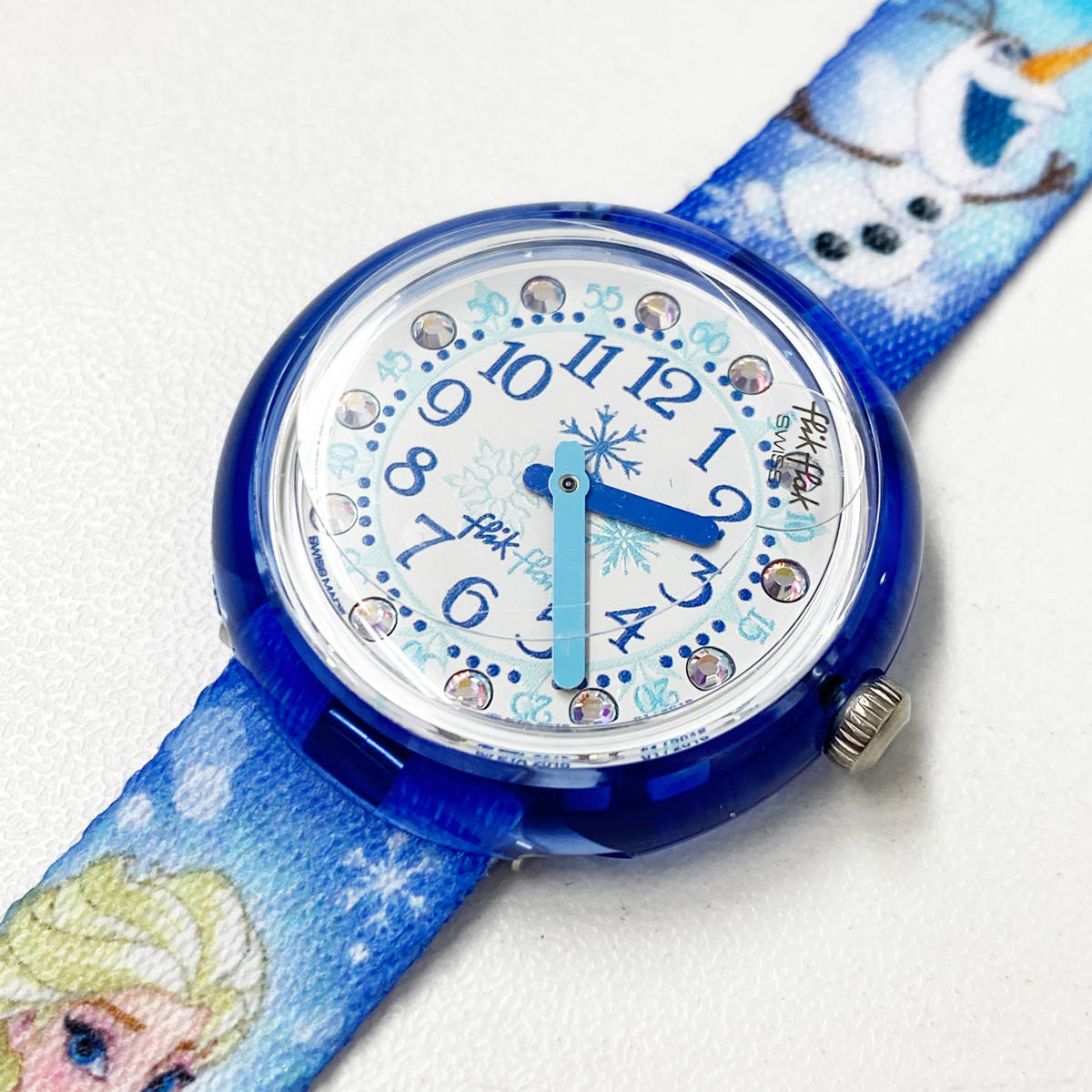 FLIK FLAK フリックフラック SWATCH　アナと雪の女王 FLNP023 スイス製　キッズ腕時計 ブルー クォーツ　30mm_画像1