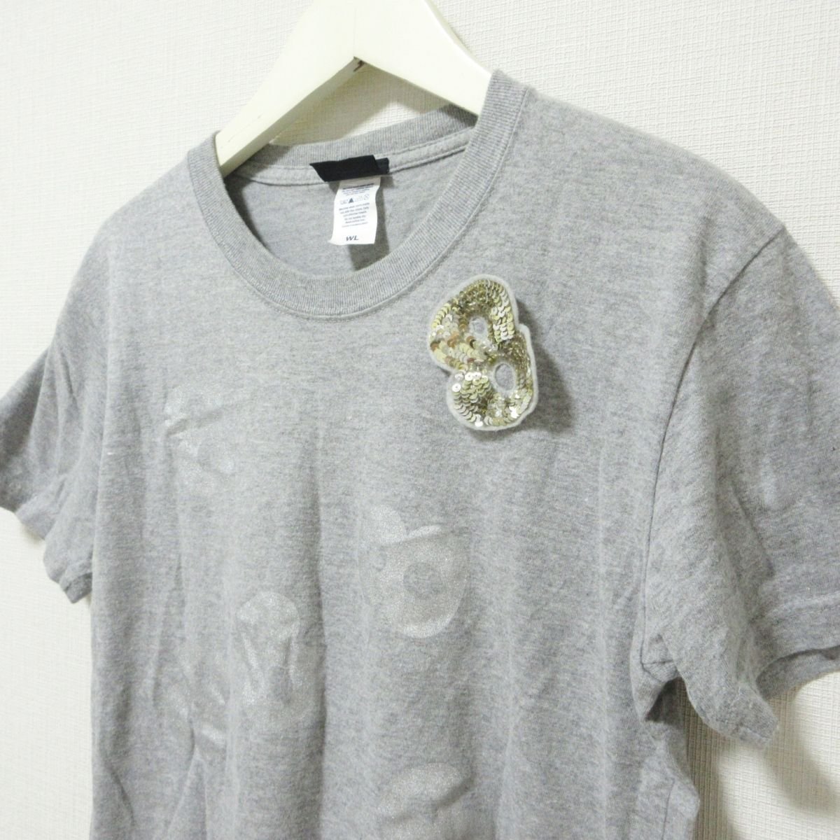 ほぼ美品 muta ムータ スパンコールワッペン 半袖 Tシャツ カットソー WL グレー 701_画像4