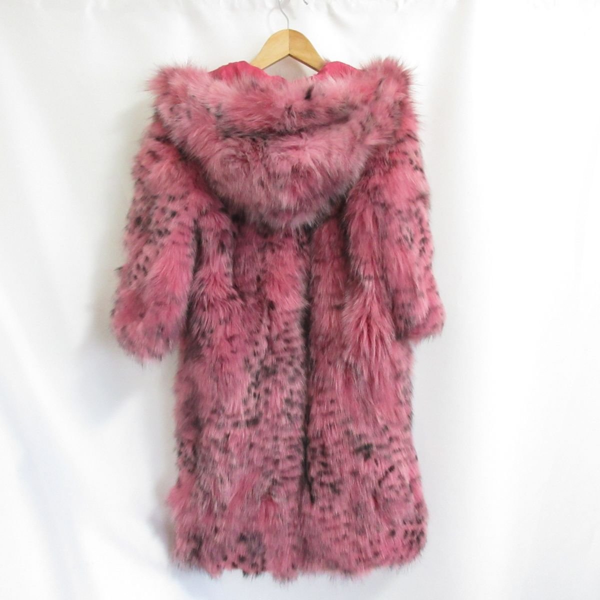  beautiful goods LE CIEL BLEU Le Ciel Bleu fox fur long height . minute sleeve f- dead coat 38 pink 074