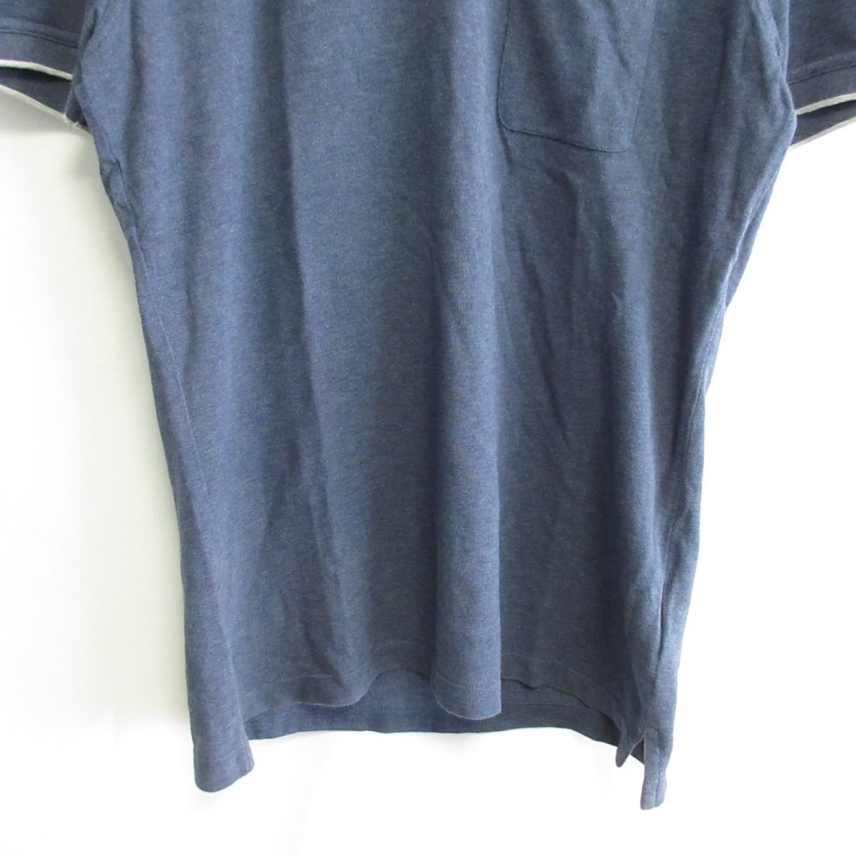 美品 BRUNELLO CUCINELLI ブルネロクチネリ 半袖 SLIM FIT レイヤード 胸ポケット Tシャツ カットソー S ブルー×グレー_画像4