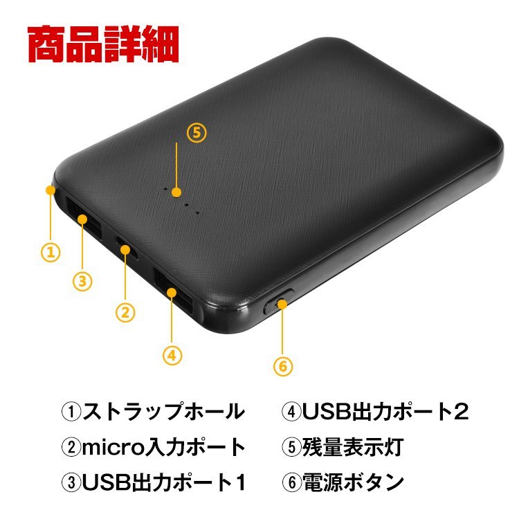 送料無料モバイルバッテリー大容量軽量小型4000mah 5v/2a 充電器usb