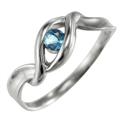 ブルートパーズ(青) 指輪 1粒 石 11月誕生石 白金（プラチナ）900