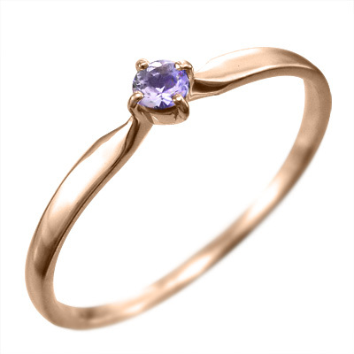 第1位獲得！】 指輪 1粒 石 アメシスト(紫水晶) 18kピンクゴールド 2月
