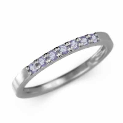 平らな指輪 ハーフ エタニティ 指輪 プラチナ900 細身 指輪 タンザナイト 12月誕生石 幅約1.7mmリング 細め