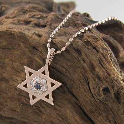 爆買い!】 スター 六芒星 天然ダイヤモンド サファイヤ ネックレス