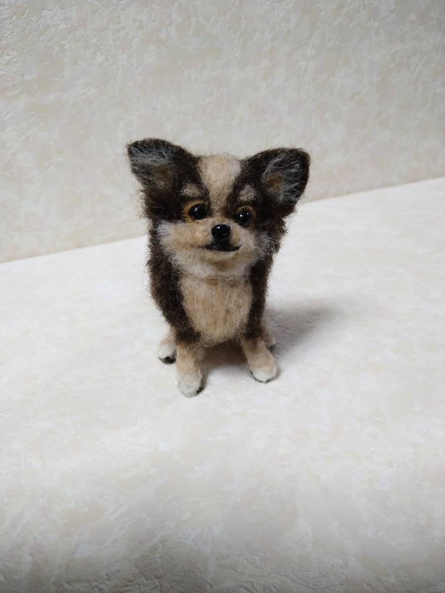 チョコタンチワワ☆9㌢☆犬☆羊毛フェルト☆ハンドメイド の商品詳細