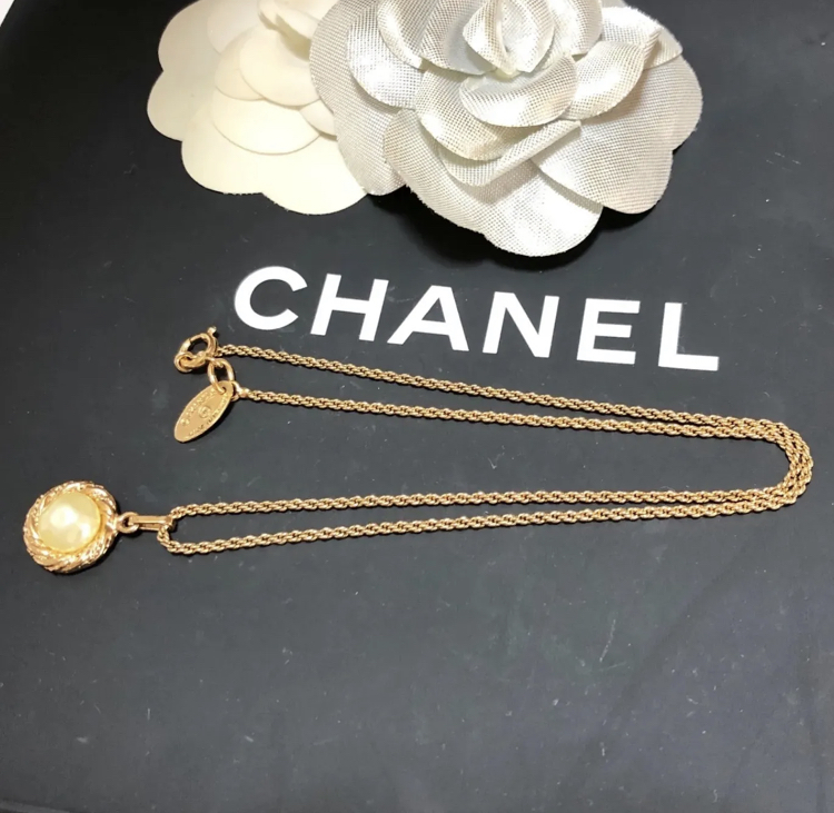  Chanel колье Gold золотой жемчуг жемчуг Vintage цепь круг *