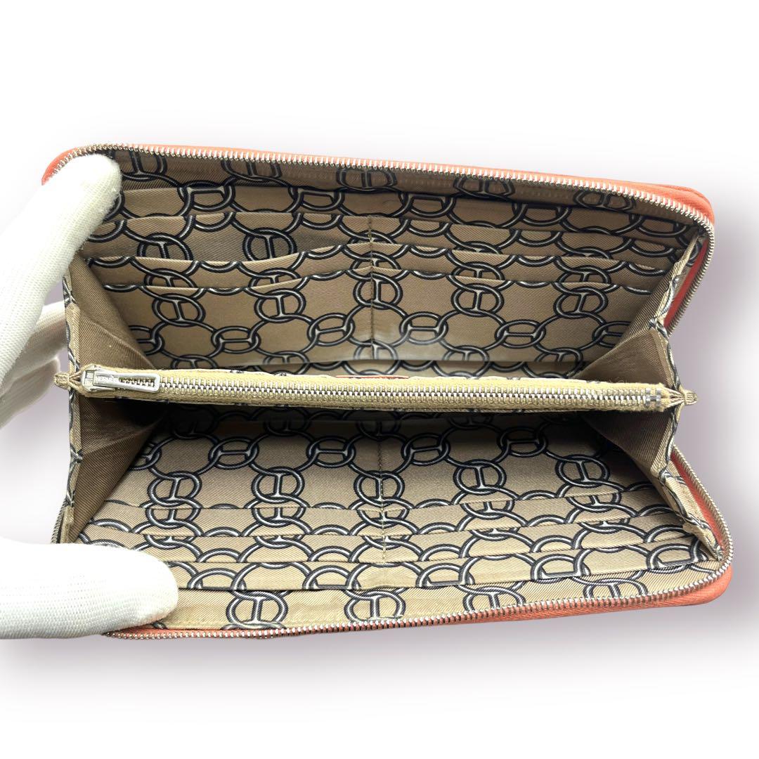 良品】HERMES アザップロング シルクイン 長財布 フラミンゴ ピンク系-