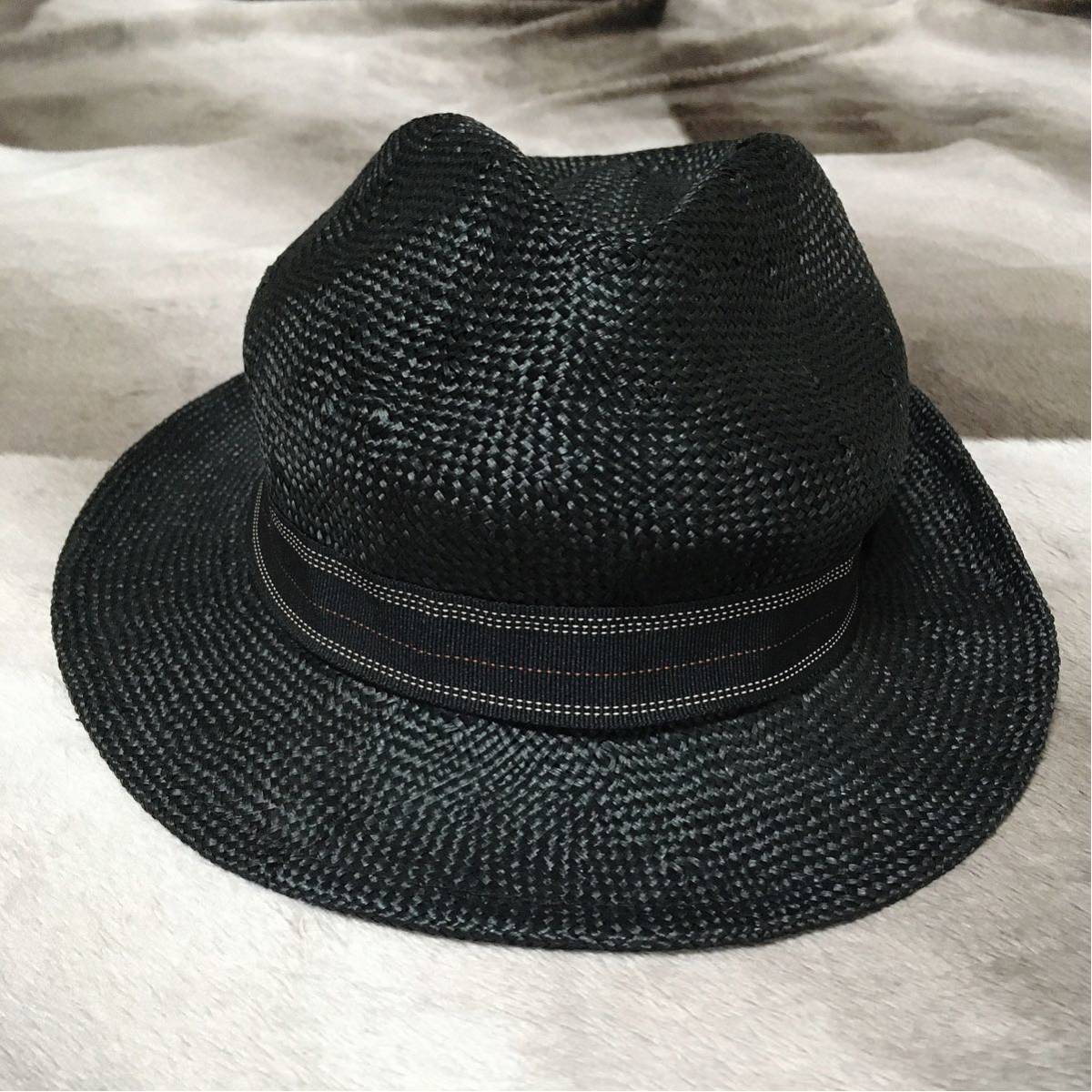 [薄荷]標準草帽黑色/ CA4LA帽子 原文:【美品】定番ストローハット 黒/ CA4LA 帽子