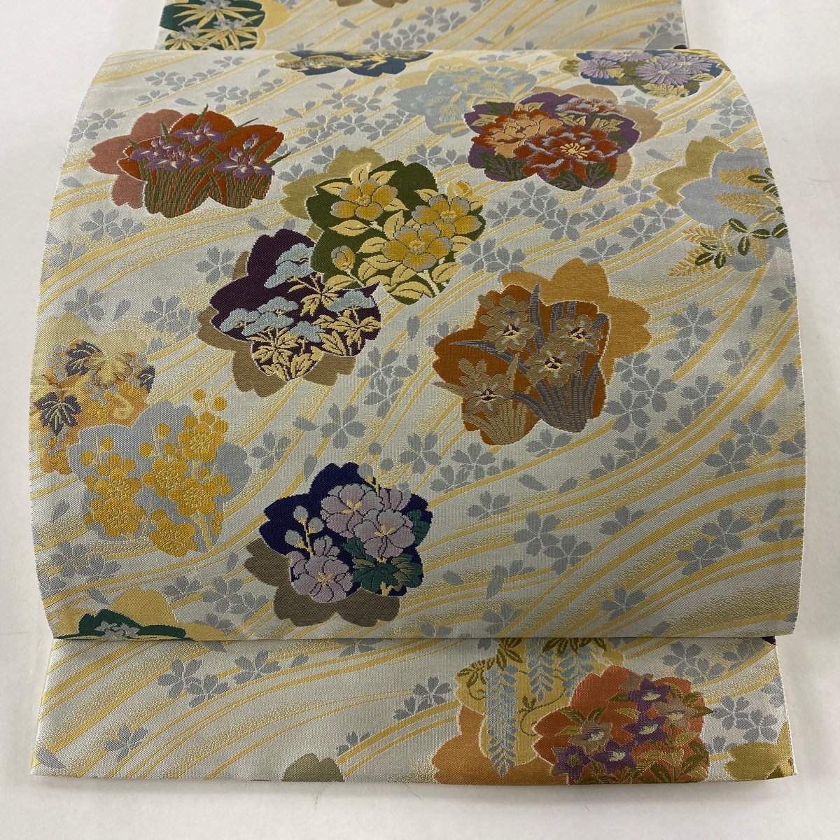 ランキング第1位 桜 黄櫨染 落款 逸品 美品 袋帯 草花 【中古】 正絹