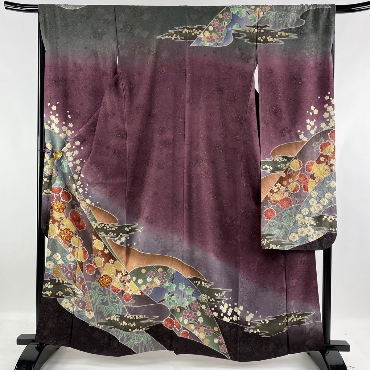 売れ筋がひ贈り物! 桜 逸品 振袖 梅 【中古】 正絹 M 裄丈67cm 身丈