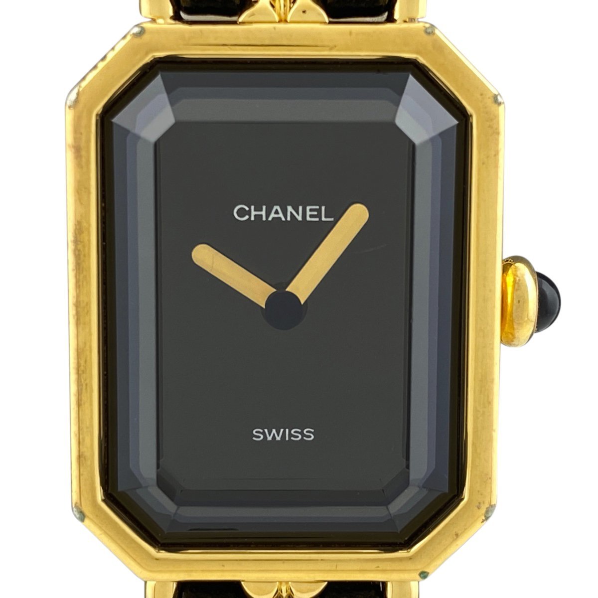 シャネル CHANEL プルミエール Sサイズ H0001 腕時計 SS レザー クォーツ ブラック レディース