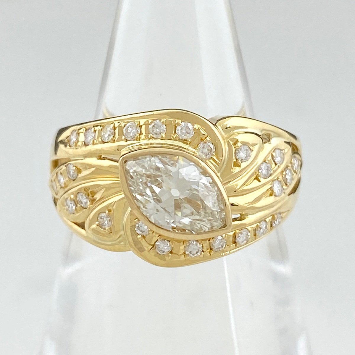 史上最も激安 イエローゴールド K18 デザインリング ダイヤモンド