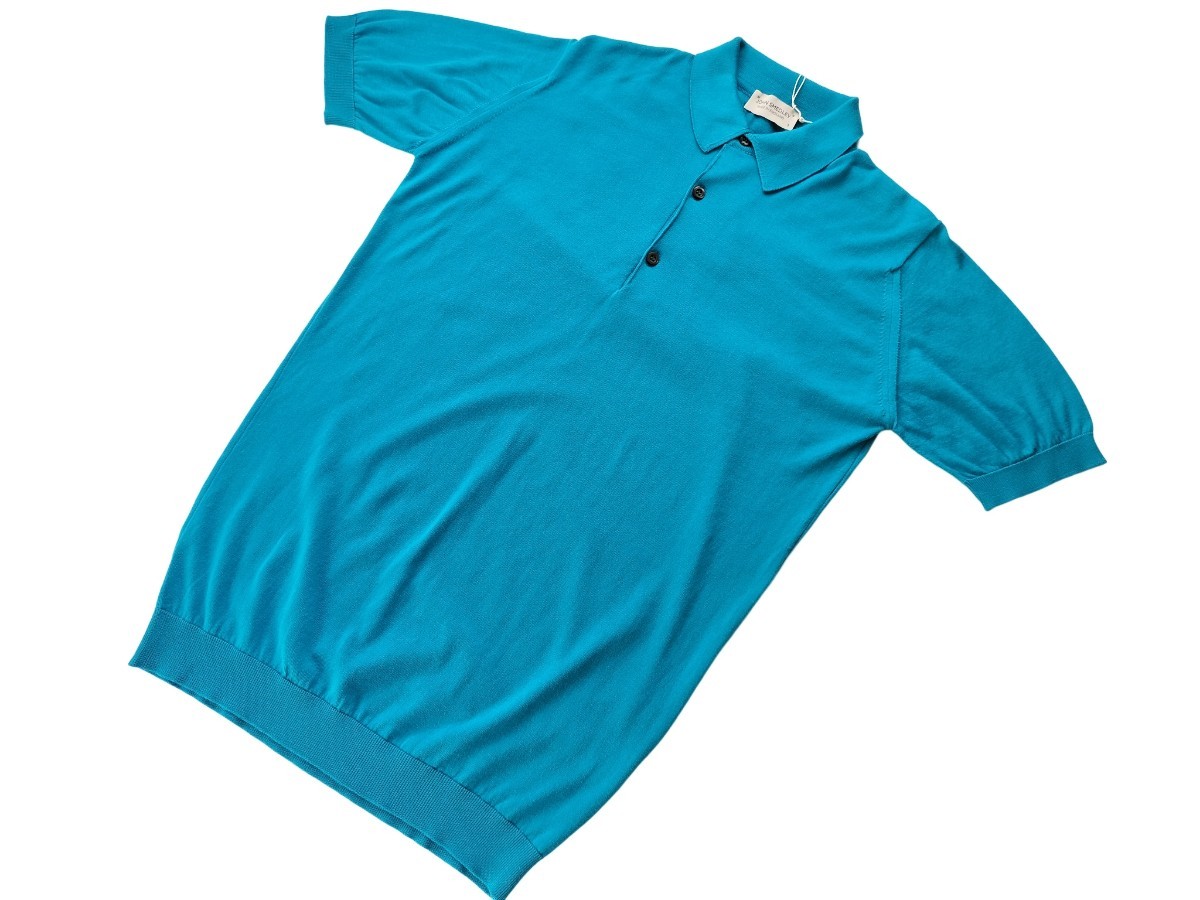メンズ S ジョンスメドレー 最高級コットン ポロシャツ ADRIAN SKIPPER BLUE JOHN SMEDLEY イギリス製★ビズポロ