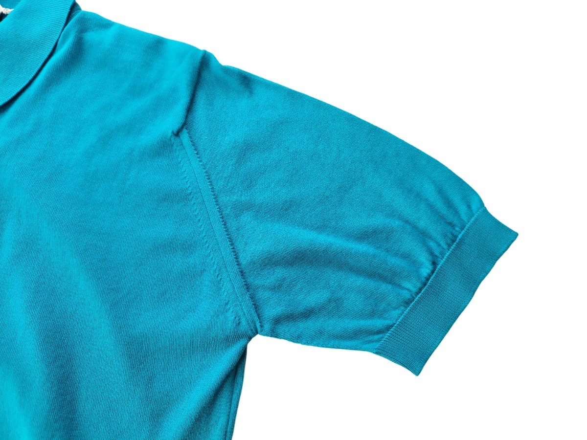 メンズ S ジョンスメドレー 最高級コットン ポロシャツ ADRIAN SKIPPER BLUE JOHN SMEDLEY イギリス製★ビズポロ_画像2