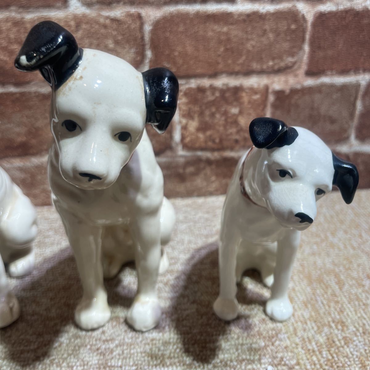 4体セット 昭和レトロ ビクター犬 ニッパー 犬 陶器製 オブジェ 置物