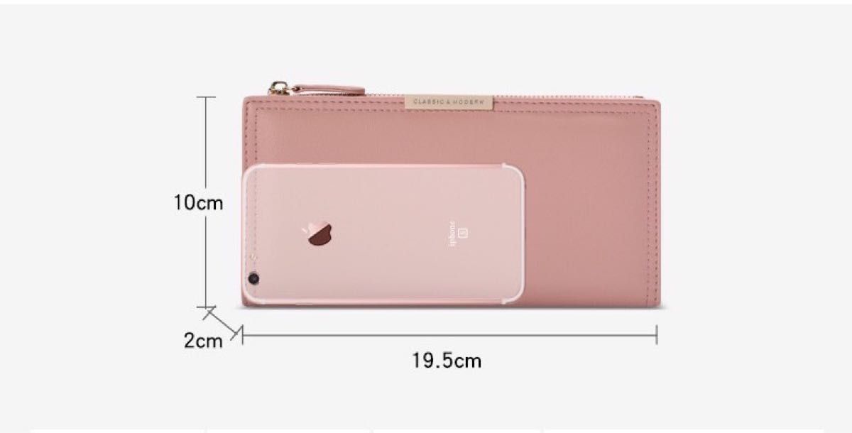 長財布 SNS話題 ピンク くすみ 薄型 大容量 スマホ カードケース スリム