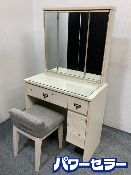  one century 3 surface mirror dresser floral French Country pine material stool outlet storage car Be Schic used furniture shop front pickup welcome R7352