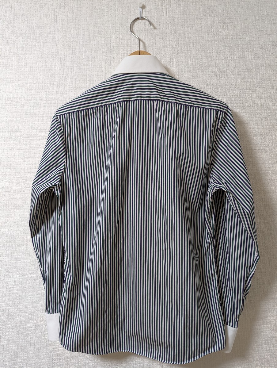 極美品　THUILLIER　テュイリエ　シャツ　ドレスシャツ　38　クレリック　ストライプ　フランス製