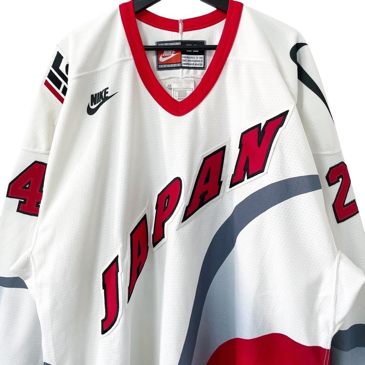 ■激レア■90s 00s カナダ製 NIKE NHL 日本代表 チーム ゲームシャツ ユニフォーム 52 XXL ホッケー ビンテージ_画像3