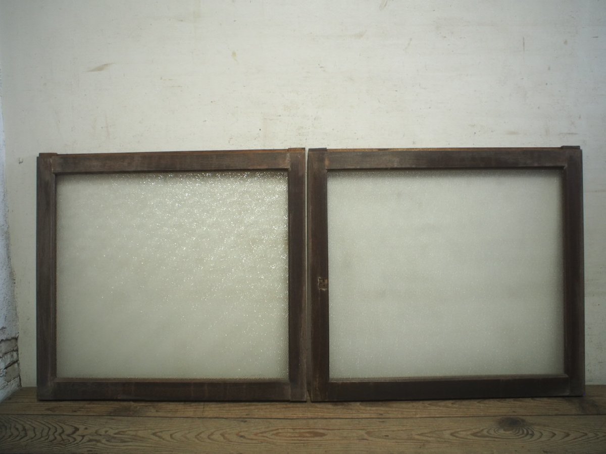 taL0825*(2)[H72cm×W78,5cm]×2 sheets * diamond glass. old tree frame sliding door * old fittings glass door sash window glass retro antique K under 