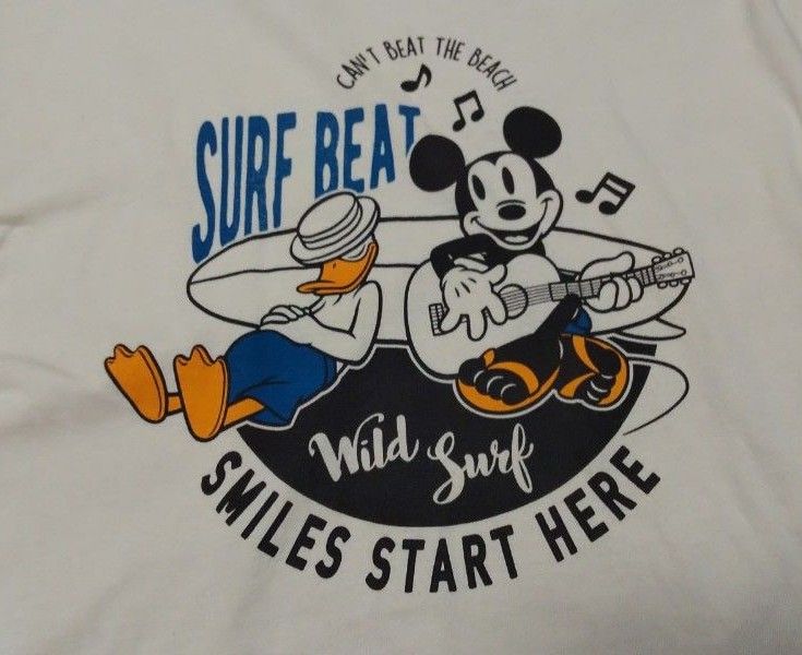 ディズニー　Tシャツ　ミッキーマウス　ドナルドダック　Mサイズ　半袖　ベージュ系　Disney　Mickey Mouse　送料無料